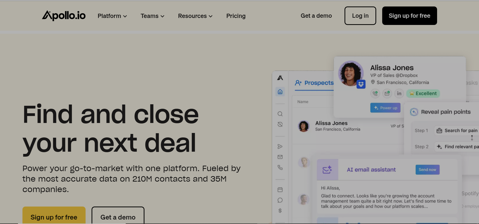 An image of Apollo.io website