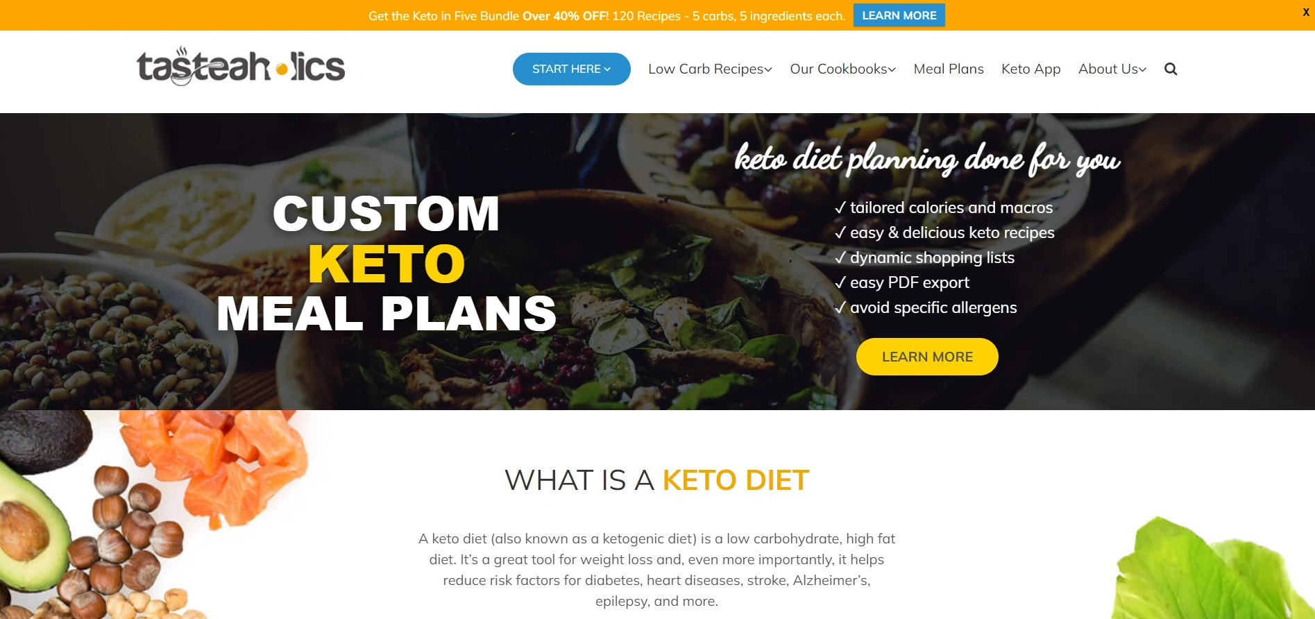 Tasteaholics  landing page 