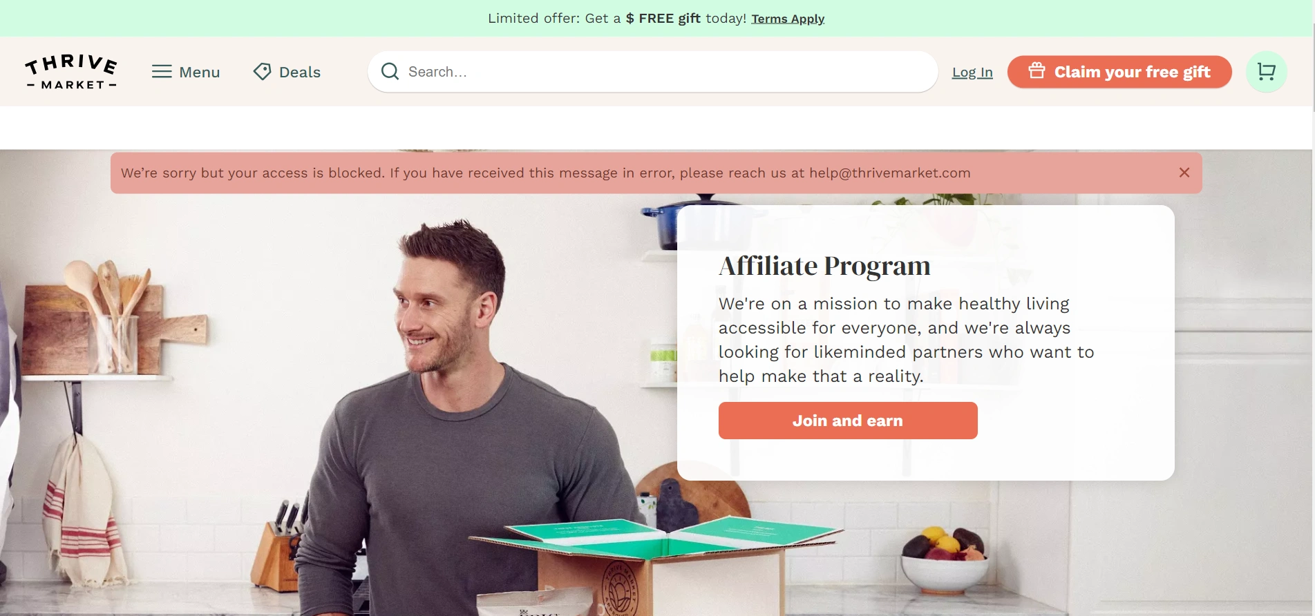 Thrive Market  landing page 