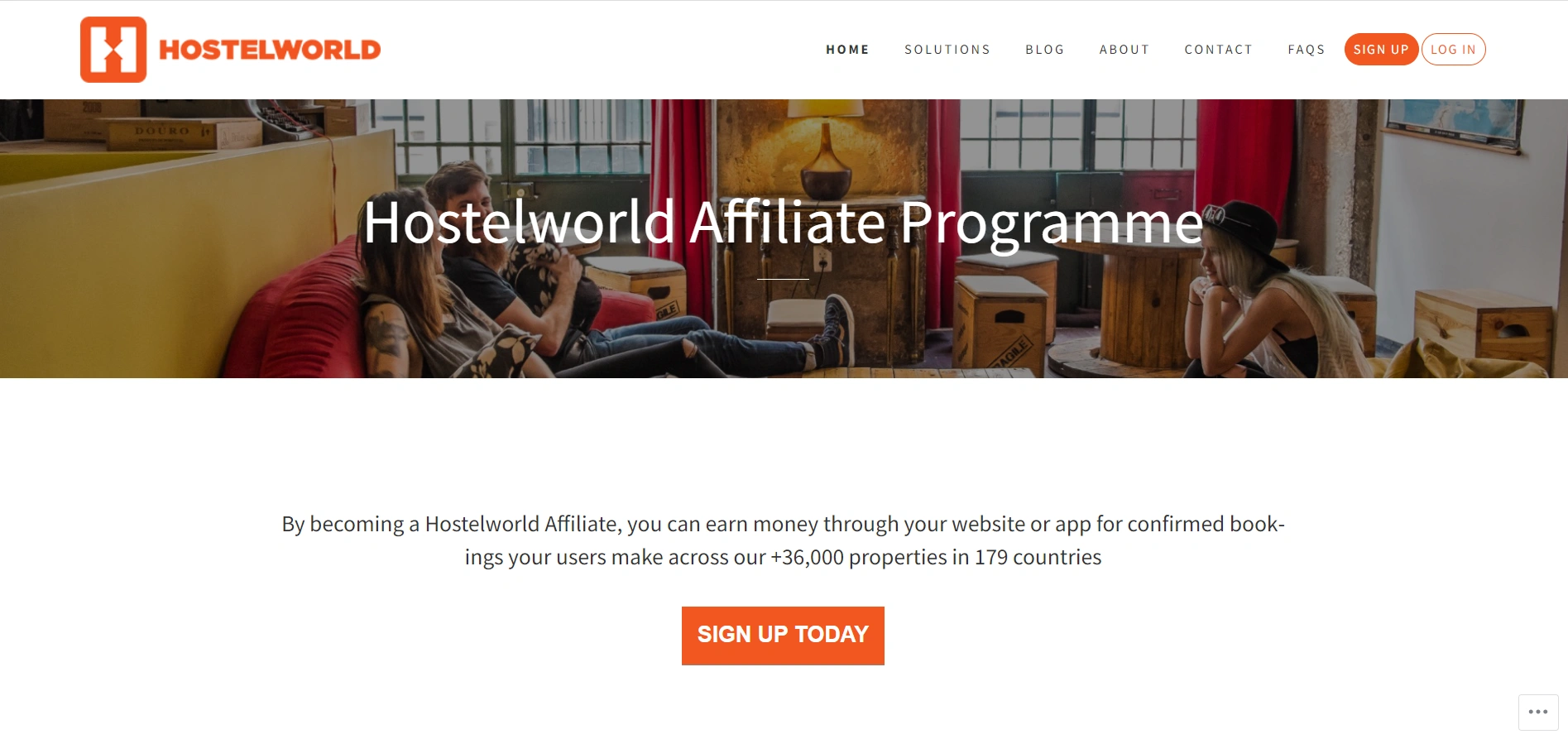 Hostelworld Landing Page 