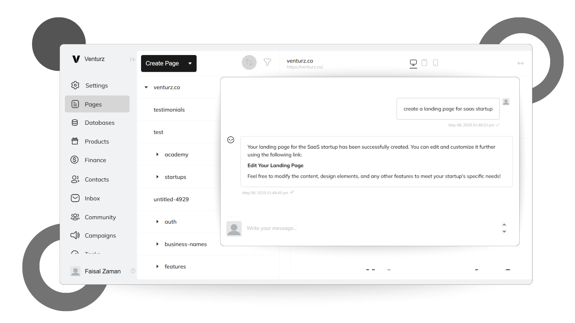 Venturz Landing Page Builder