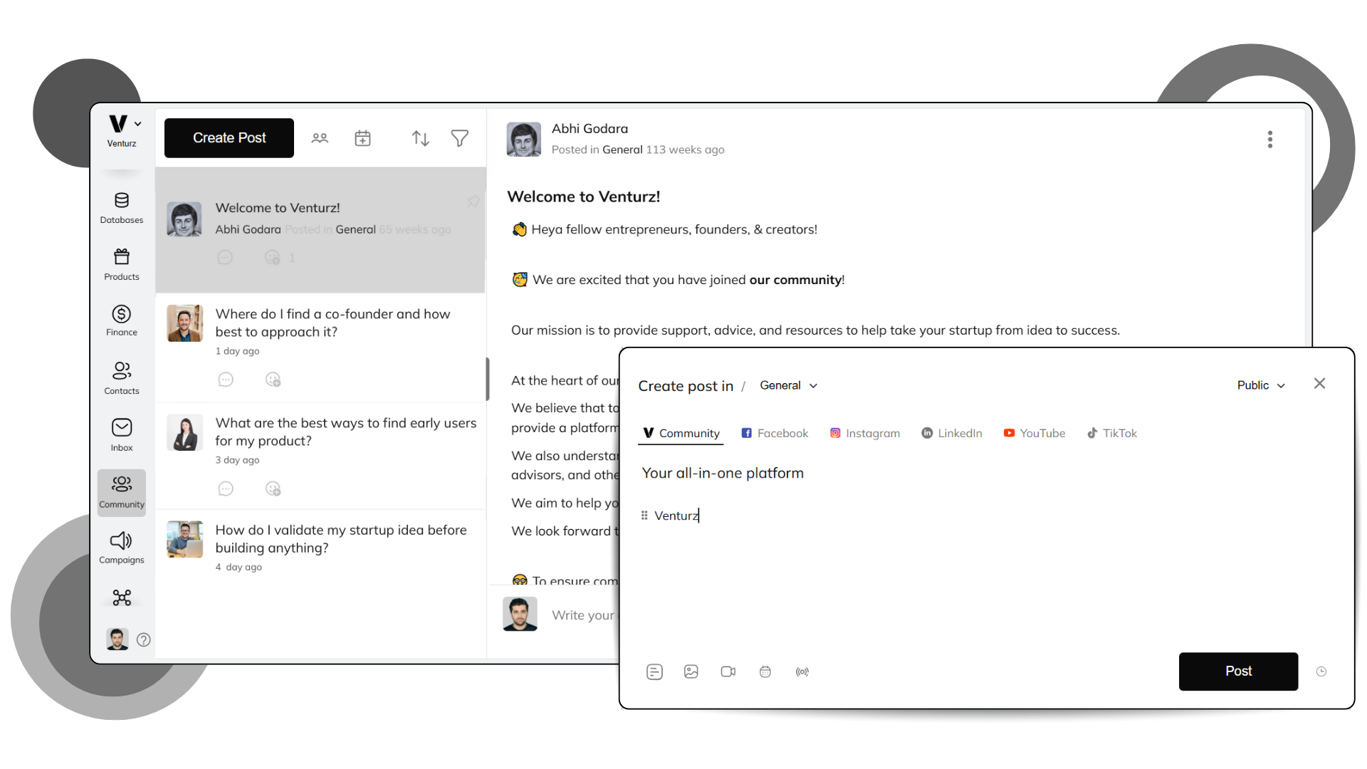An image showing the Online Community Management Software and Tools of venturz