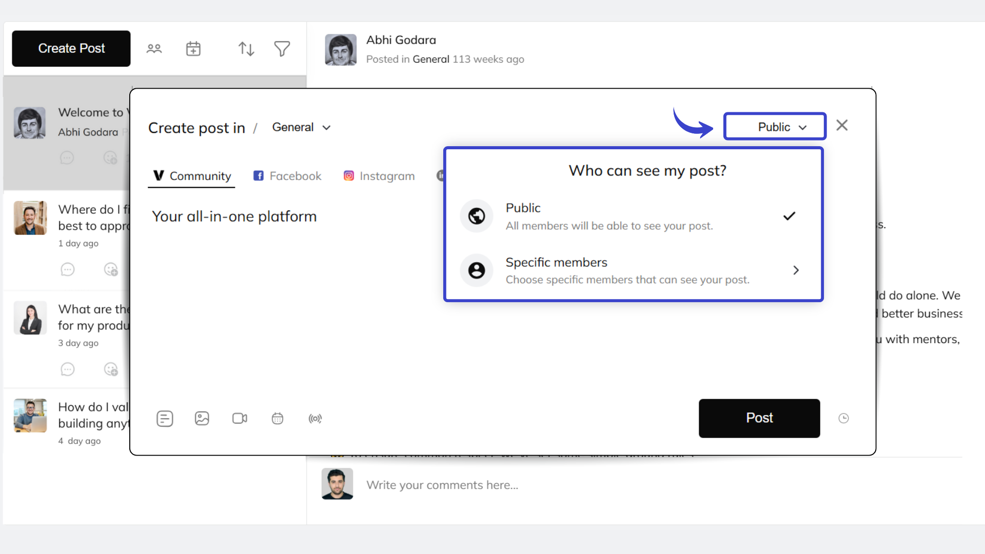 An image showing the option to manage memberships using tools on Venturz