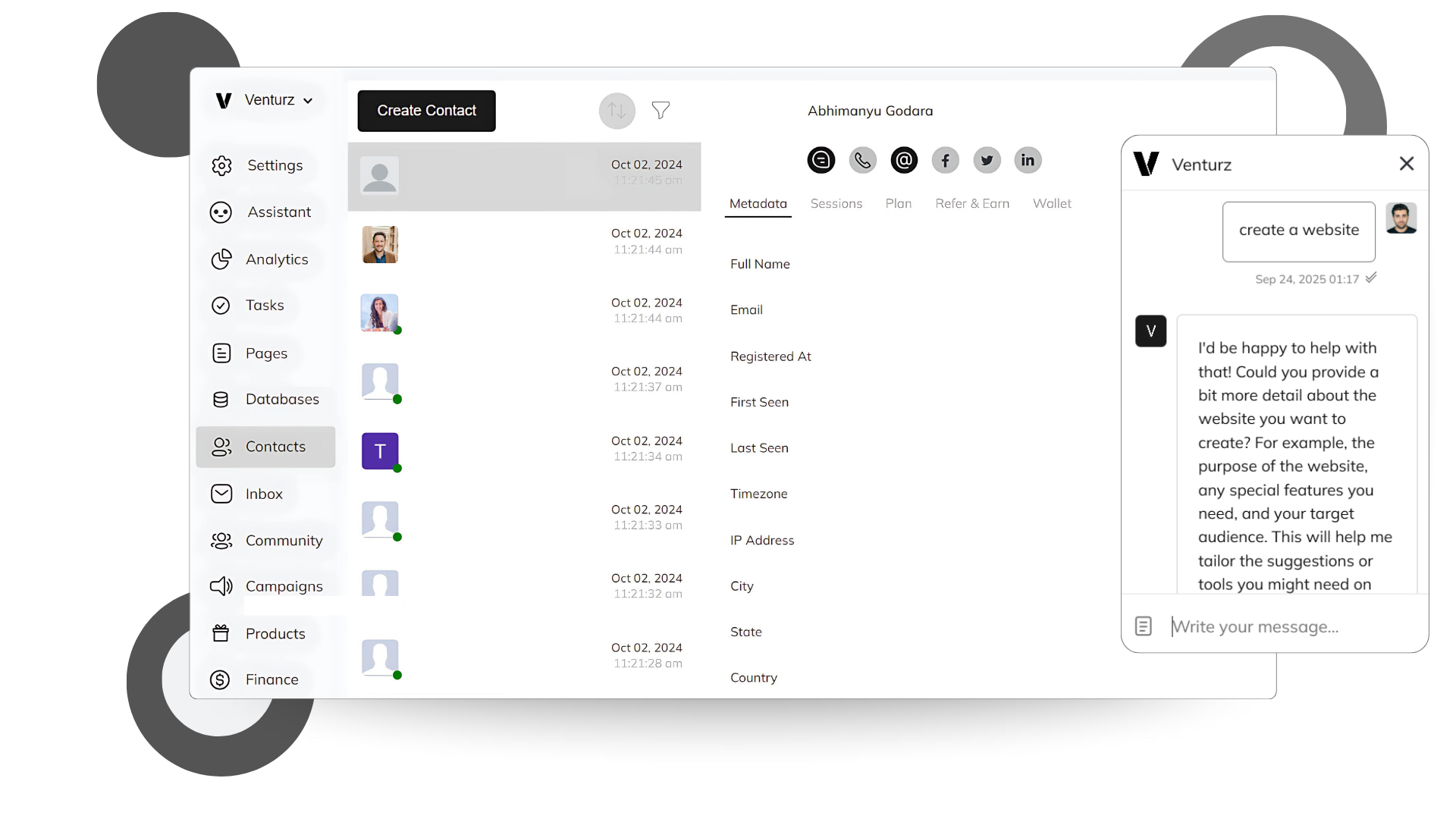 Venturz Contact Management Software