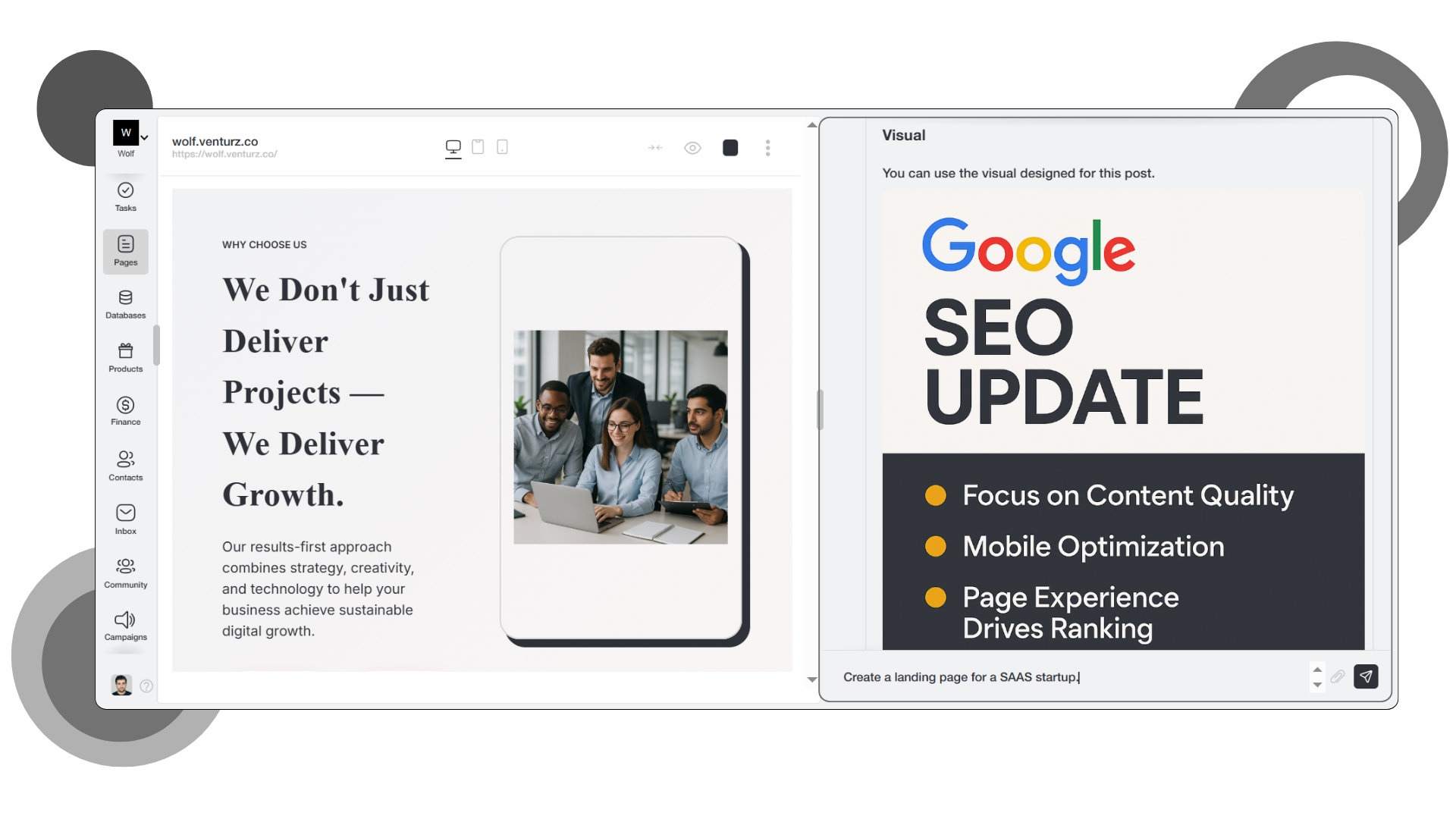An image showing the Ai assistant of venturz