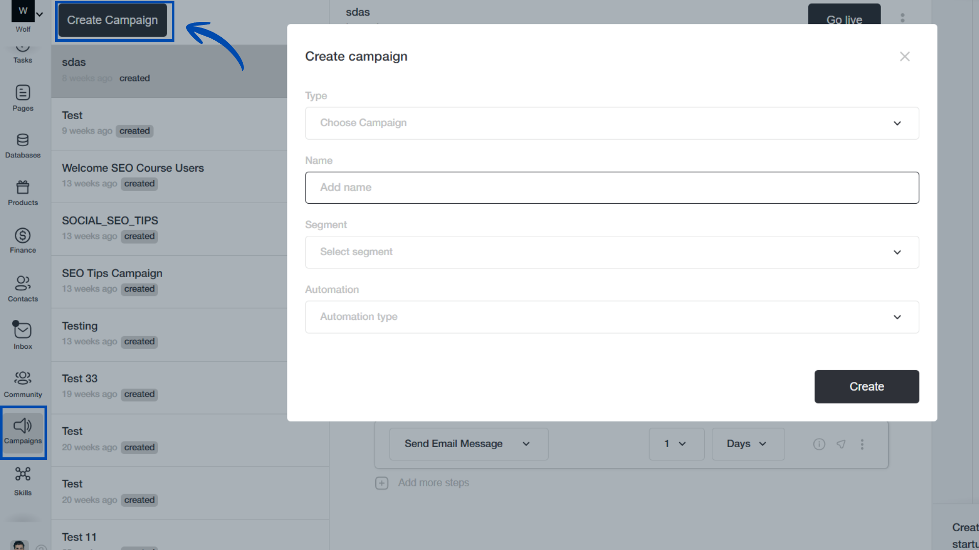 An image showing the option of segmenting your contacts for targeted outreach in CRM on Venturz