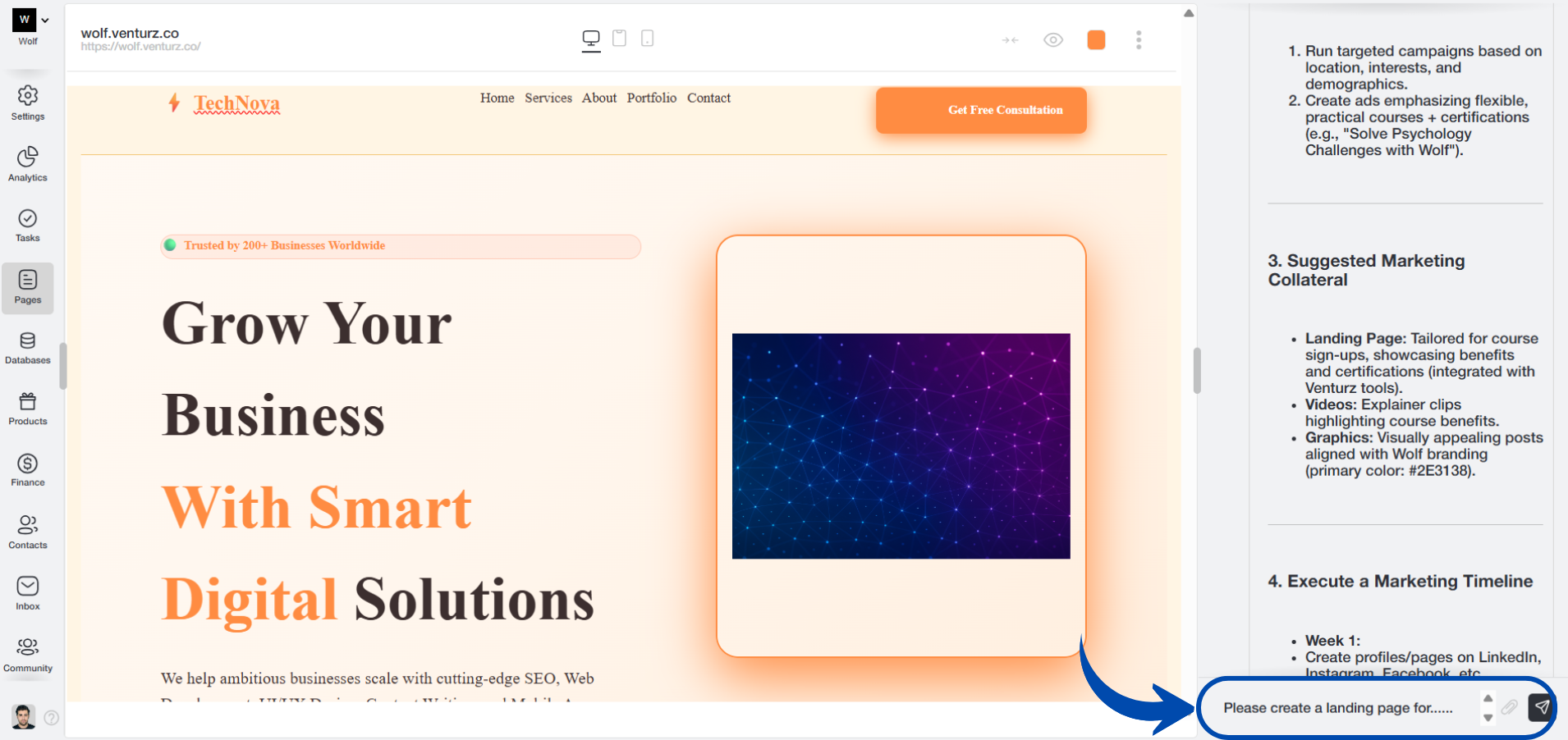 An Image Showing Generating Welcome Email Using AI On Venturz