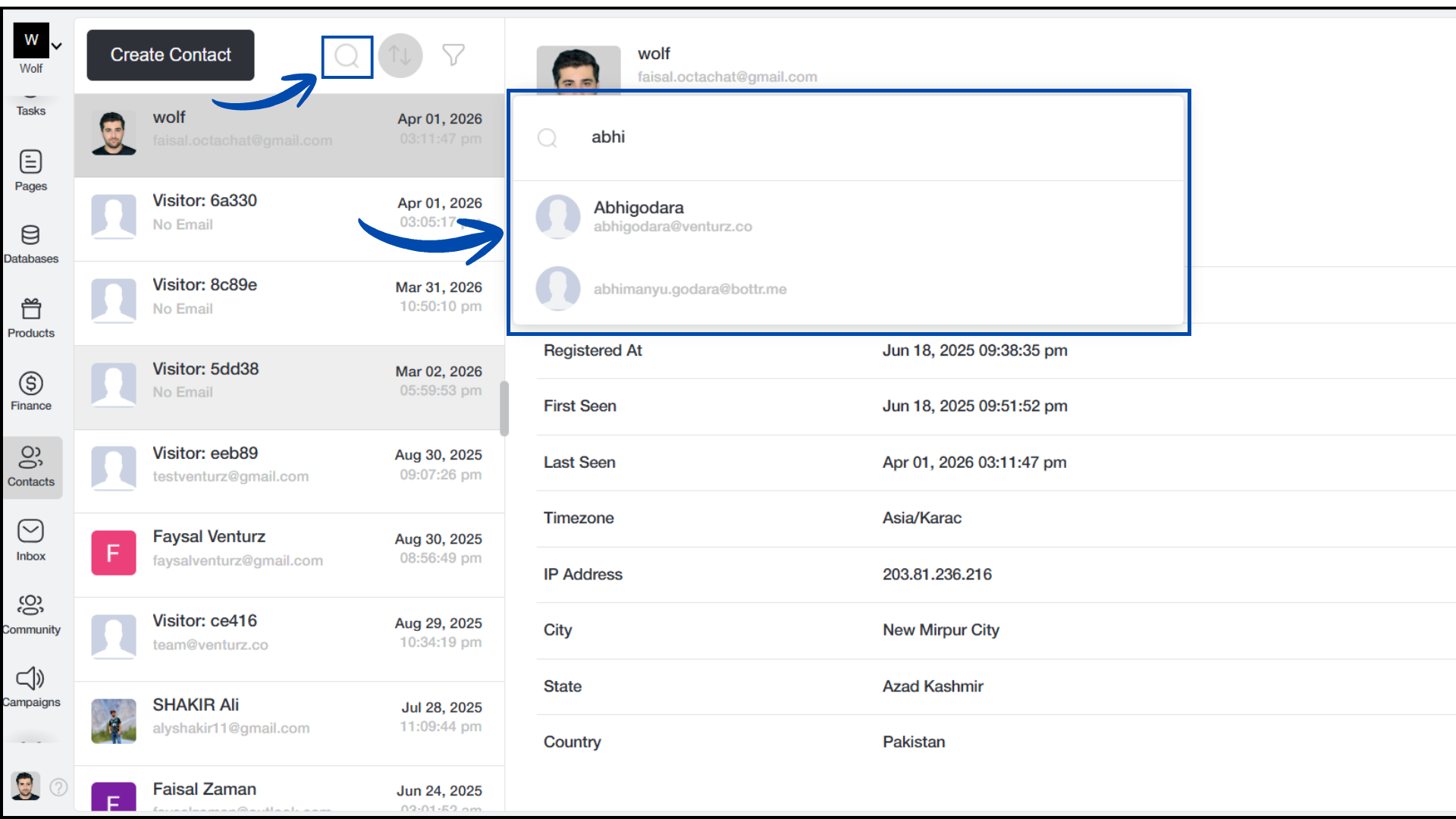 An image showing search, tag, an filter options in inbox on Venturz