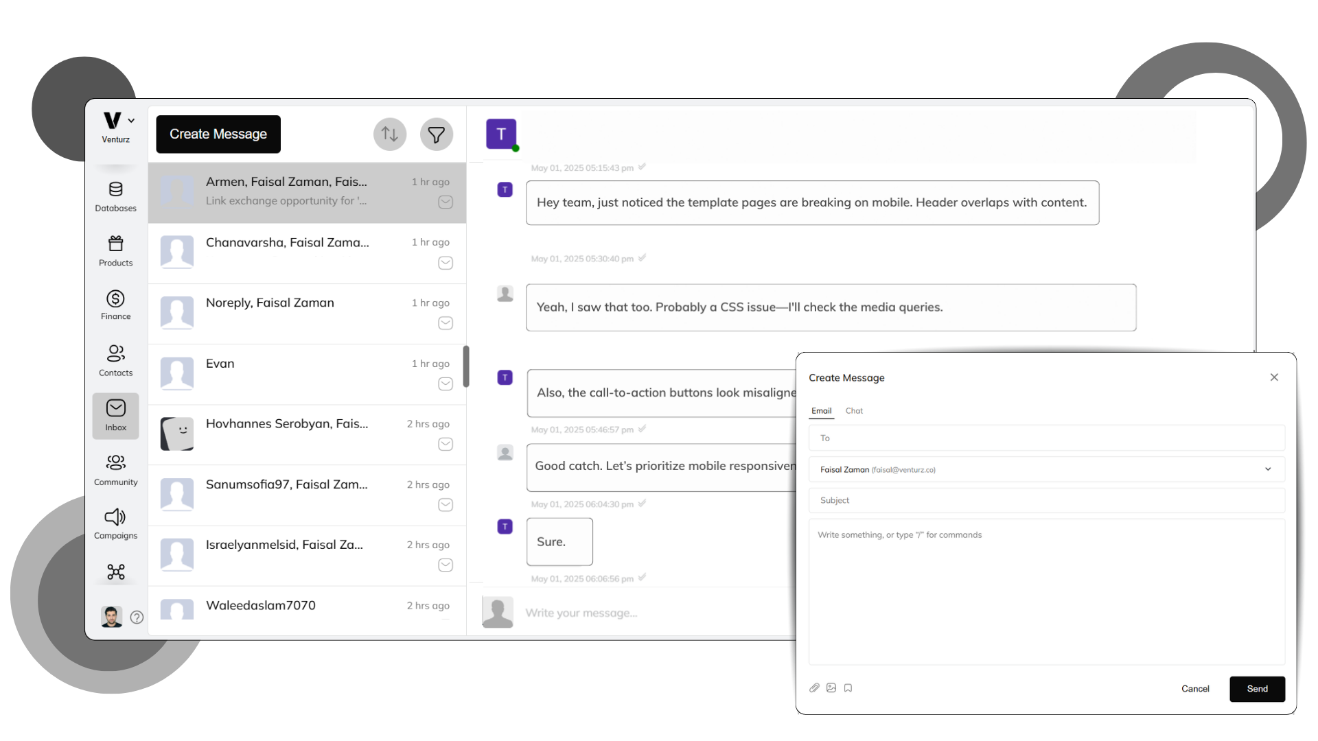 An image showing the Venturz sms marketing tool dashboard.